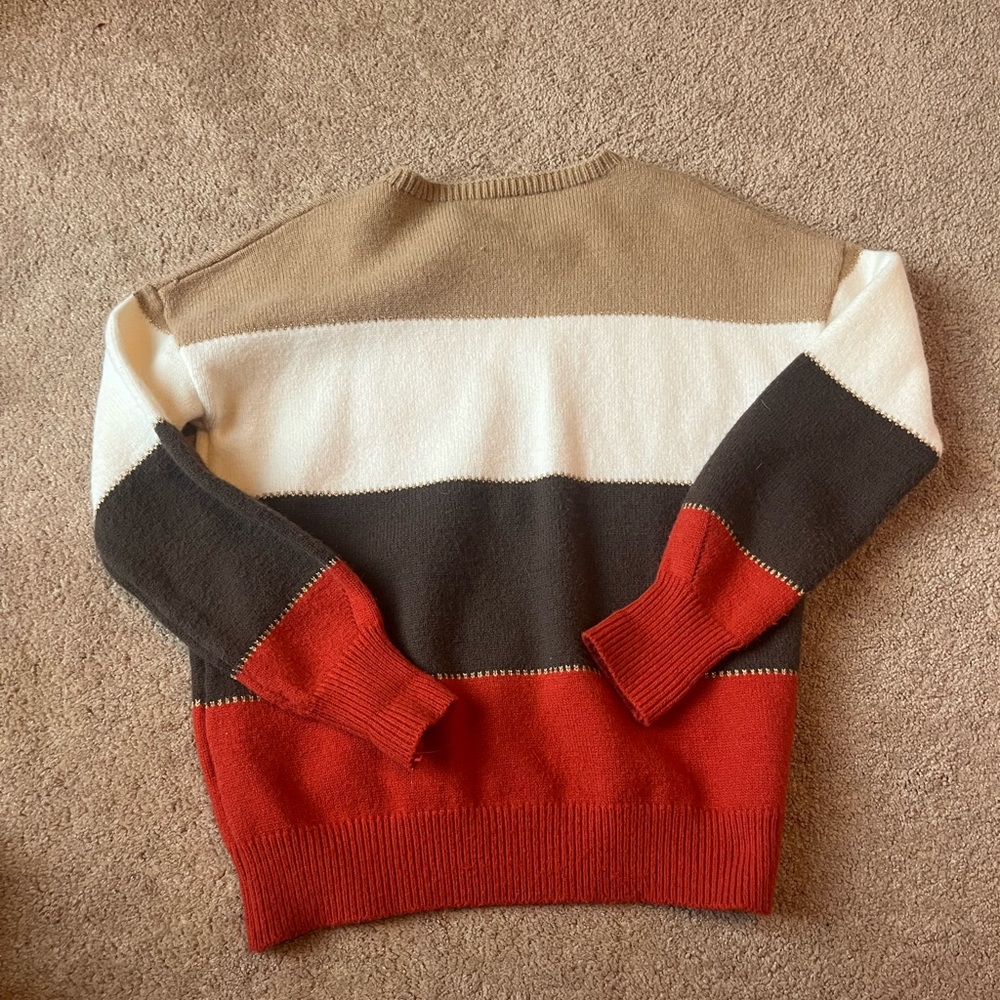 Striped Fall Knit Brown and Orange Sweater Autumn